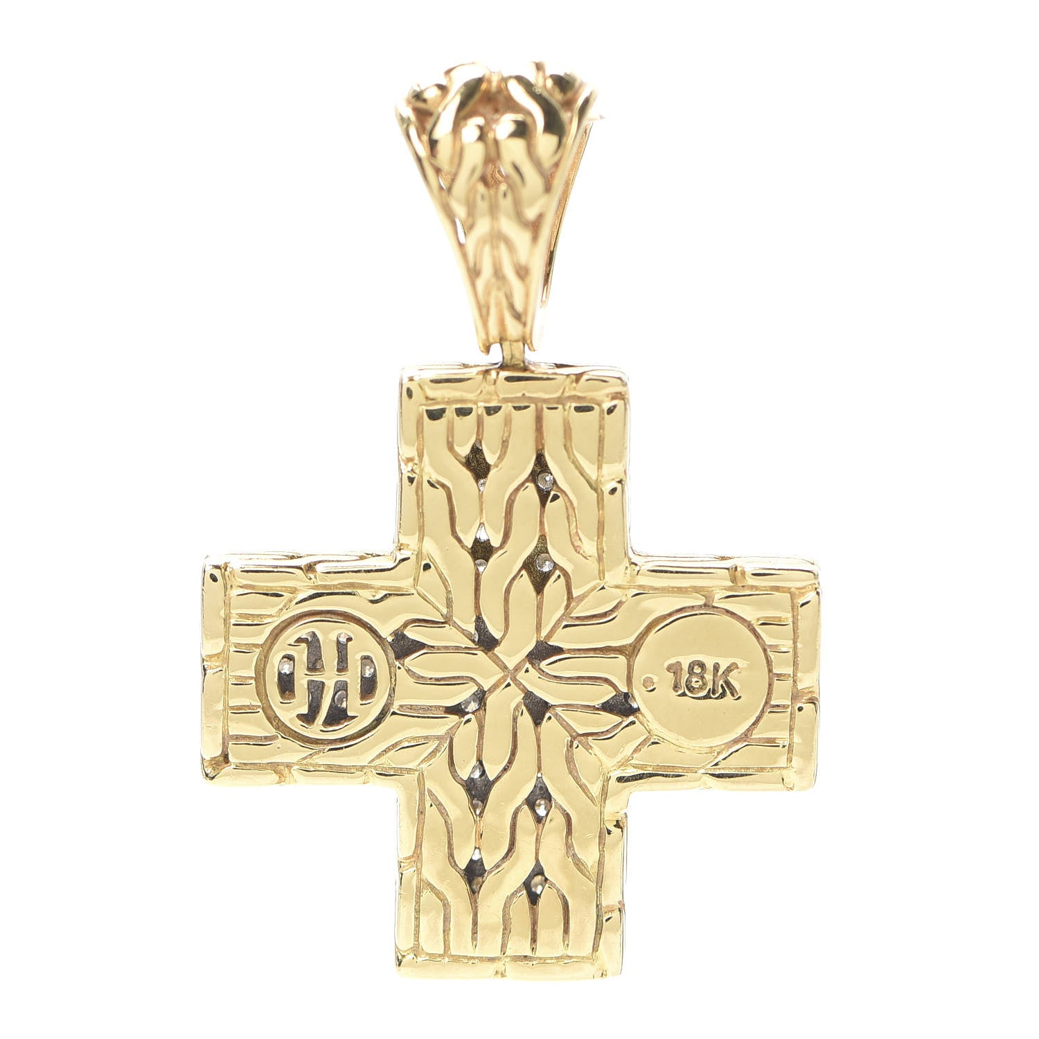 John Hardy 18K Yellow Gold Diamond Classic Chain Cross Pendant 3 of 3
