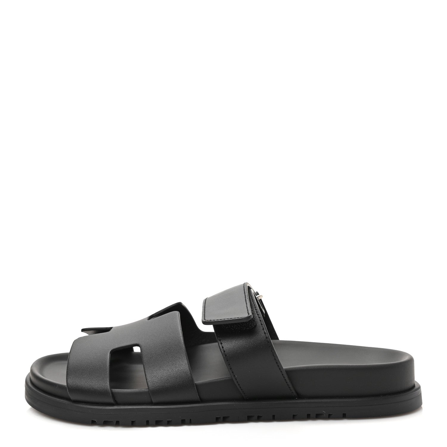 Hermes Calfskin Womens Chypre Sandals 38 Black 1 of 10