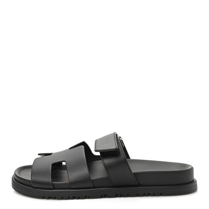 Hermes Calfskin Womens Chypre Sandals 38 Black 1 of 10