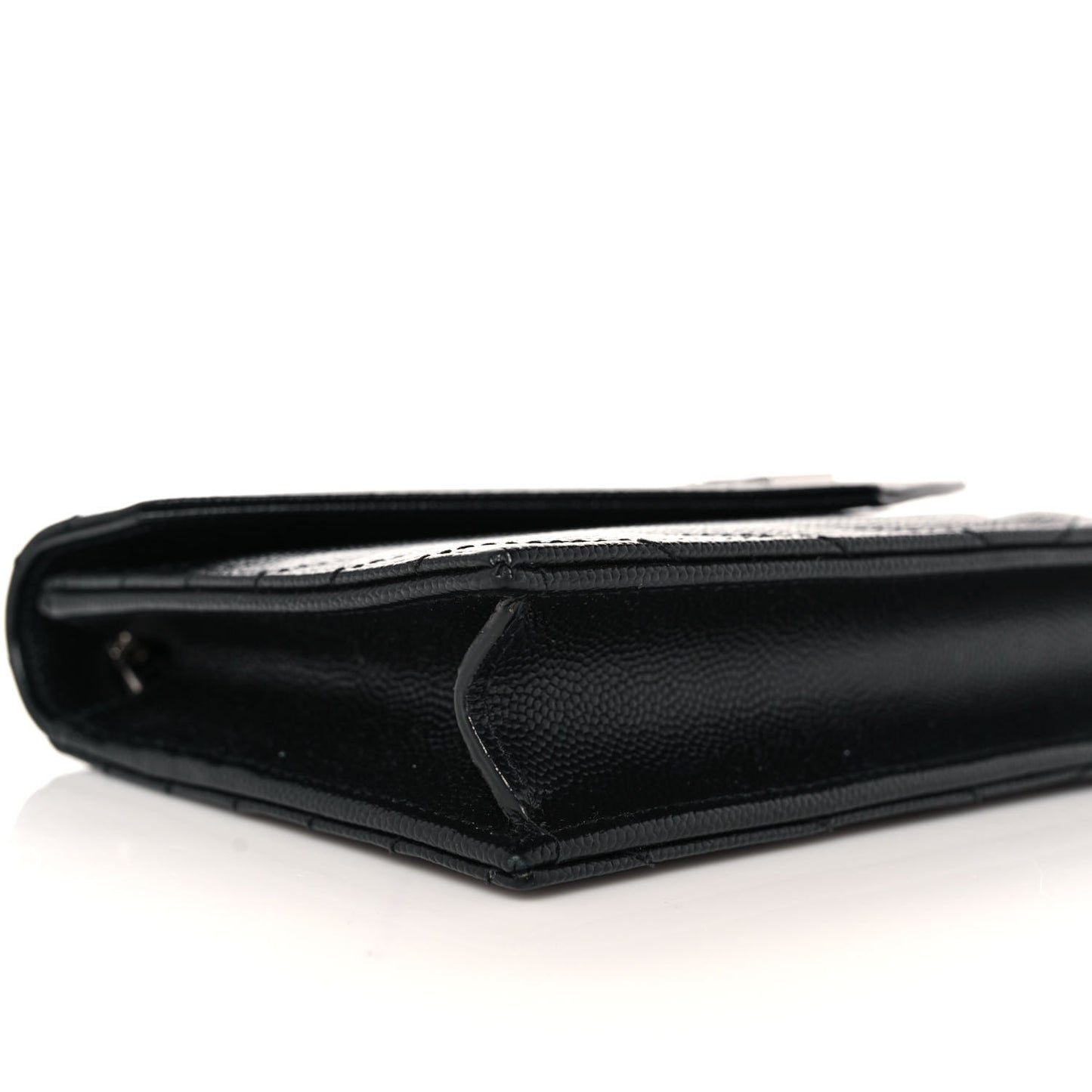 Grain De Poudre Matelasse Chevron Monogram Envelope Chain Wallet Black