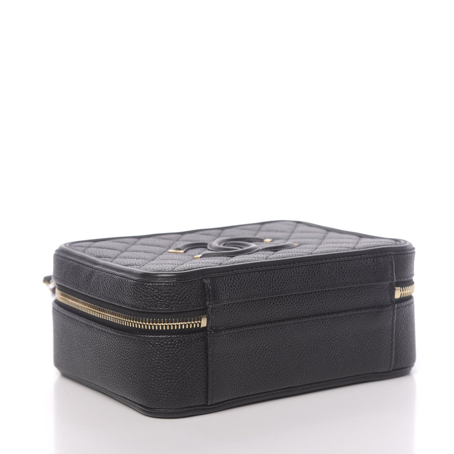 Caviar Quilted Medium CC Filigree Vanity Case Black