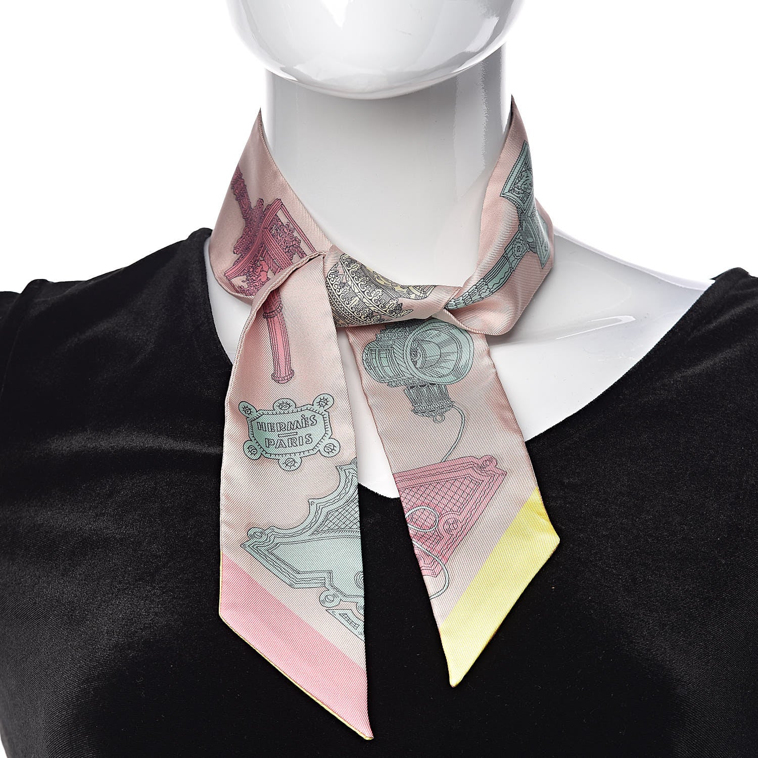 Hermes Silk Merveilleuses Lanternes Twilly Beige Rose Vert De Eau Jaune 2 of 4
