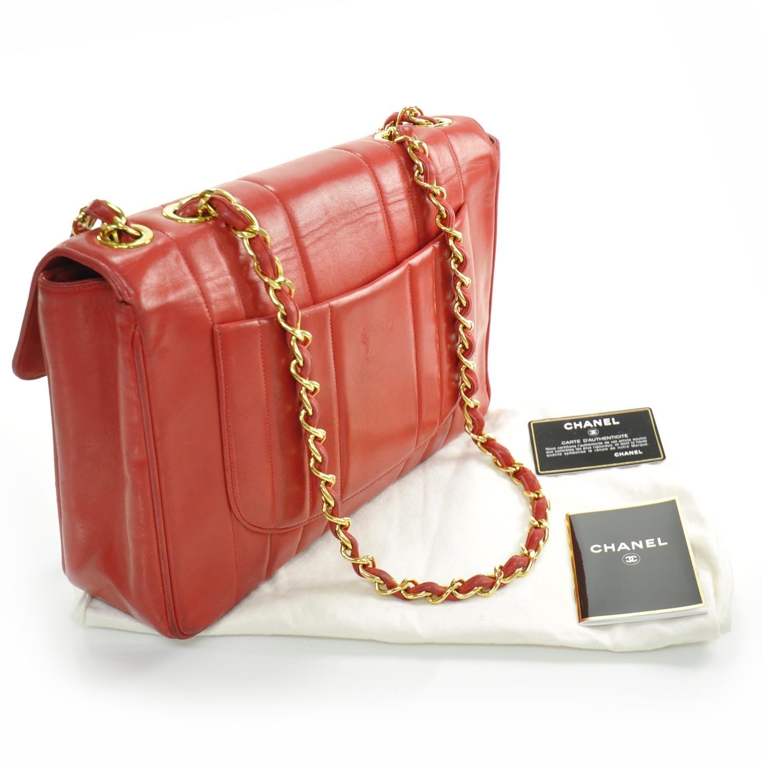 Chanel Lambskin Vertical Quilt Jumbo Flap Red 3 of 11