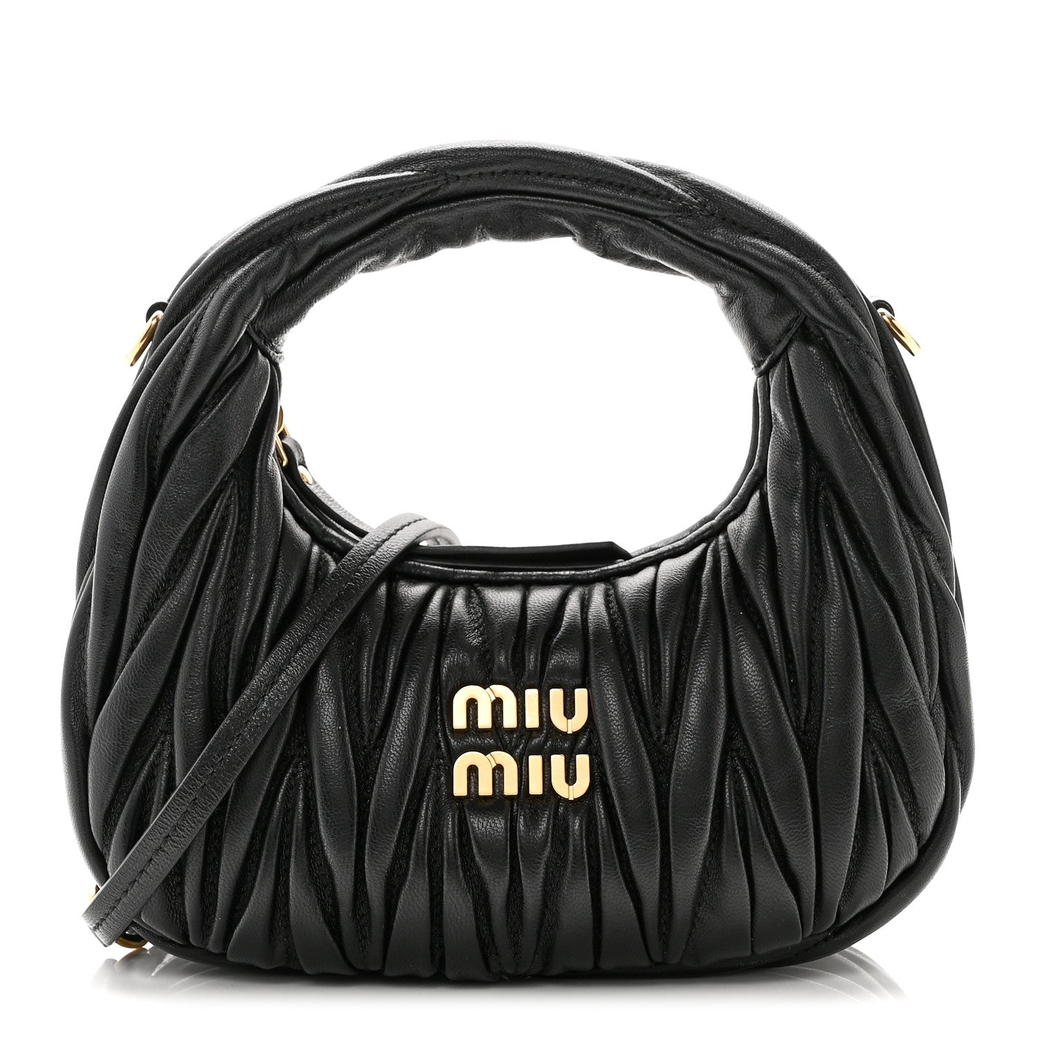 Miu Miu Nappa Matelasse Mini Wander Hobo Black 1 of 8