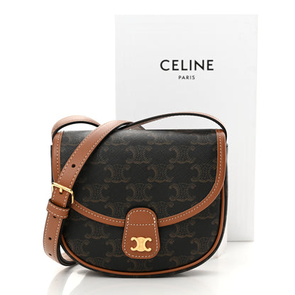 Celine Canvas Calfskin Triomphe Mini Besace Tan 10 of 10