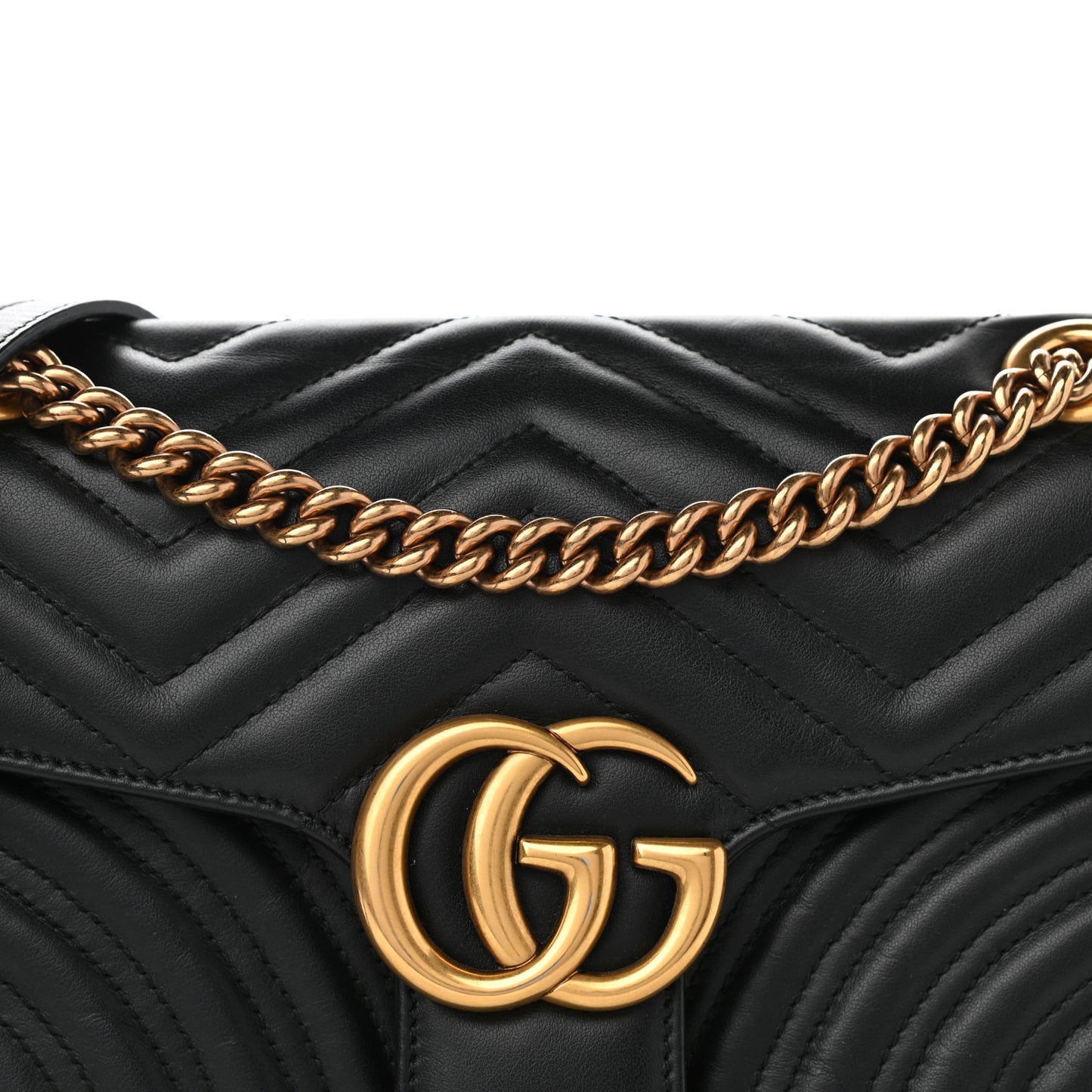 Calfskin Matelasse Small GG Marmont Shoulder Bag Black