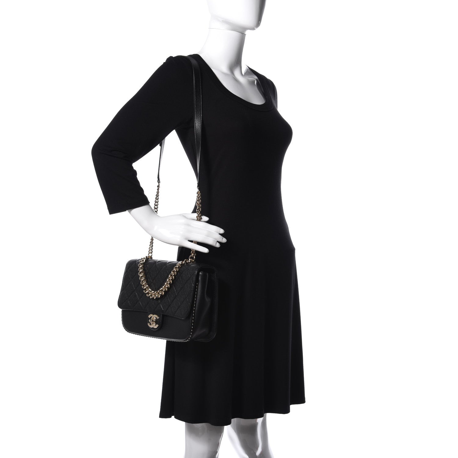 Chanel Caviar Quilted Large Studded Flap Black 2 of 13