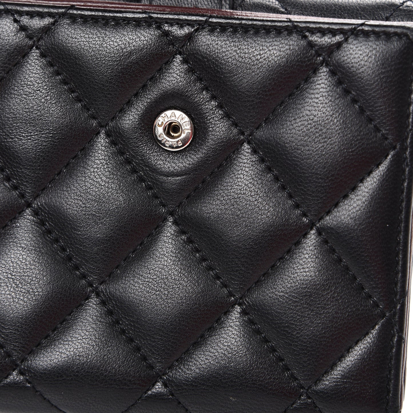Lambskin Quilted Compact French Flap Wallet Black