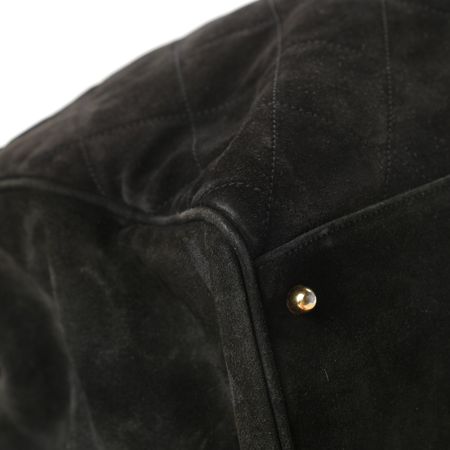 Suede Quilted XL Weekender Bag Black
