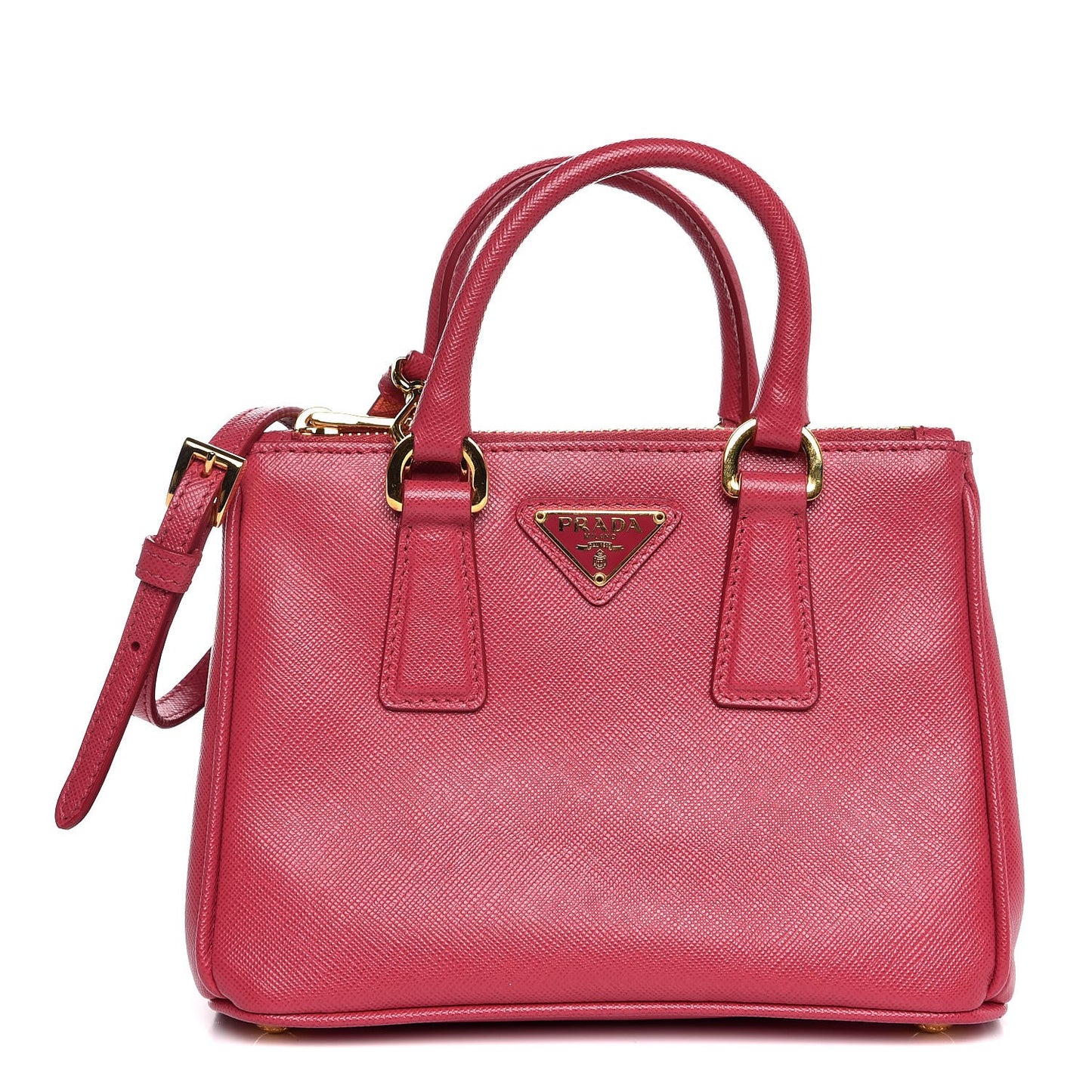Saffiano Lux Micro Galleria Double Zip Tote Peonia