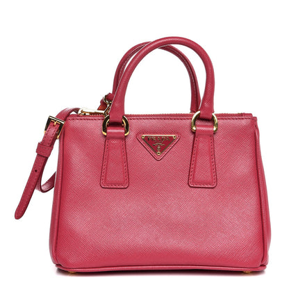 Prada Saffiano Lux Micro Galleria Double Zip Tote Peonia 1 of 7