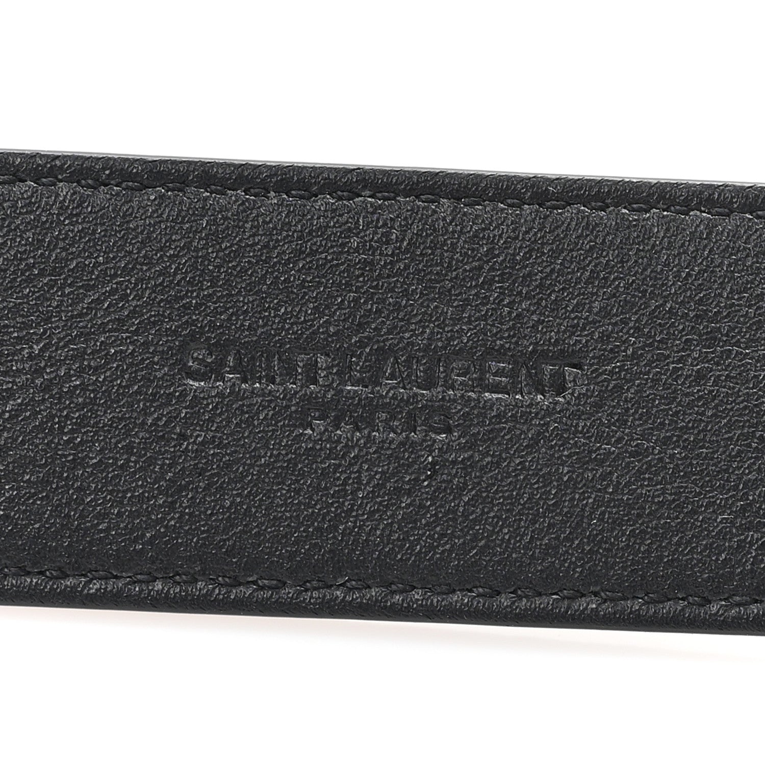Saint Laurent Grained Calfskin Monogram Cassandre Square Buckle Belt 70 28 Black 3 of 5