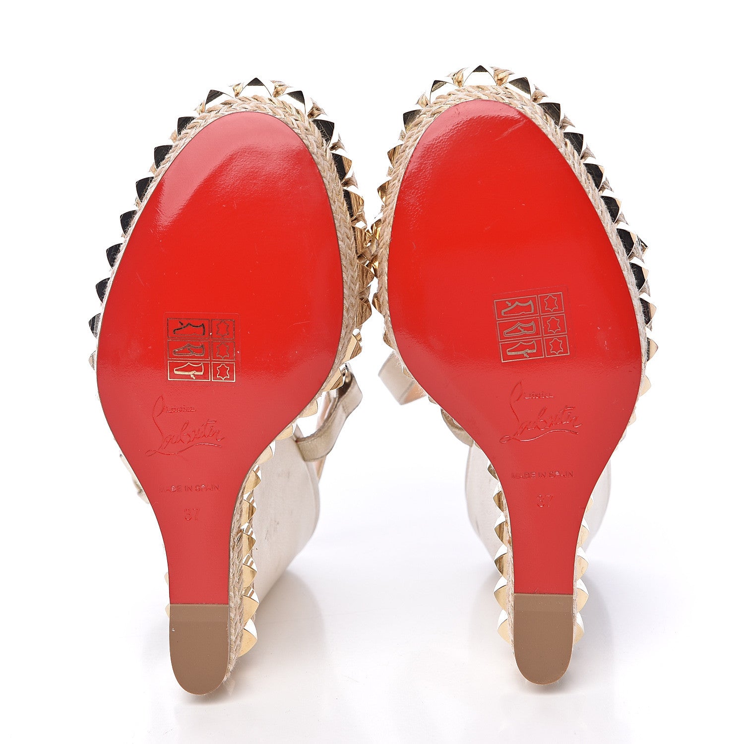 Christian Louboutin Nappa Silk Cataclou 140 Wedge Sandals 37 Sahara Light Gold 5 of 11