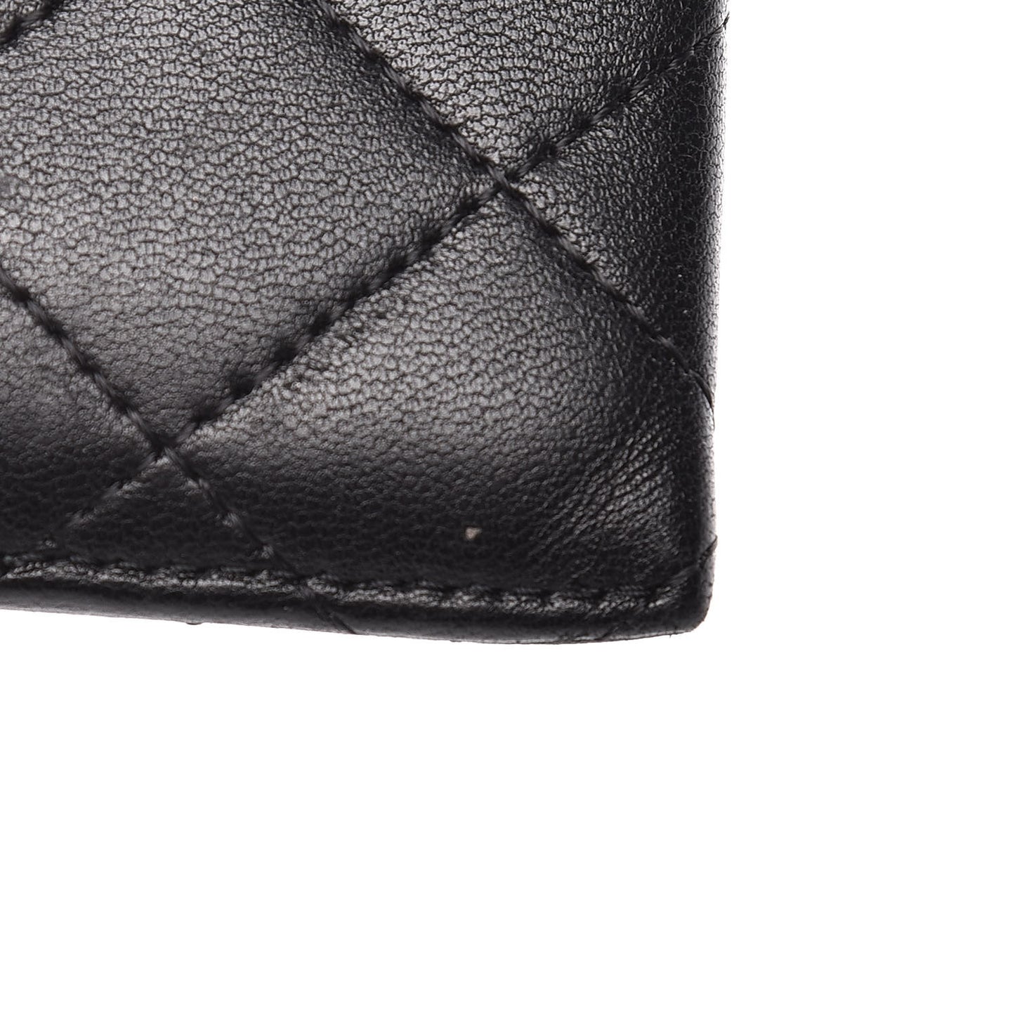 Lambskin Quilted Card Holder Black