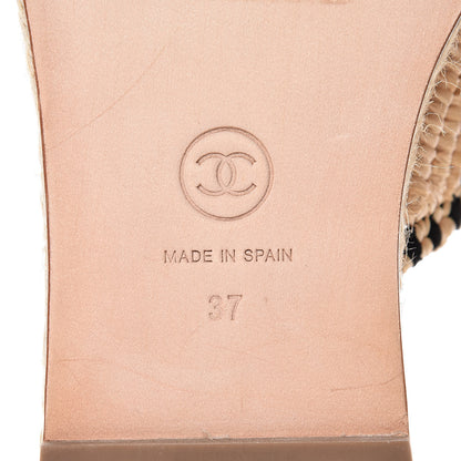 Chanel Suede Grosgrain CC Espadrille Mules 37 Black 8 of 13