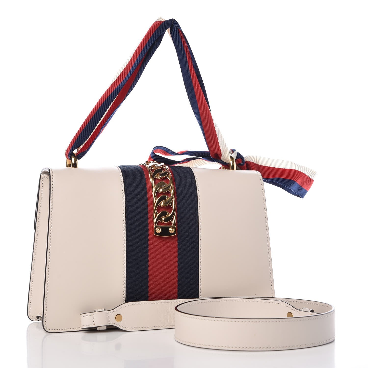 Gucci Calfskin Small Sylvie Shoulder Bag Off White 4 of 8