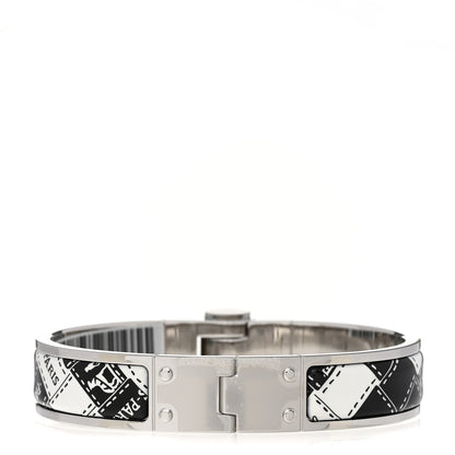 Hermes Enamel Printed Bolduc au Carre Hinged Bracelet Black White 2 of 3