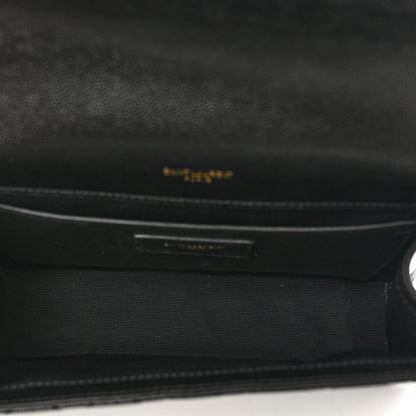 Saint Laurent Grain De Poudre Textured Mixed Matelasse Triquilt Medium Monogram Satchel Black 5 of 11