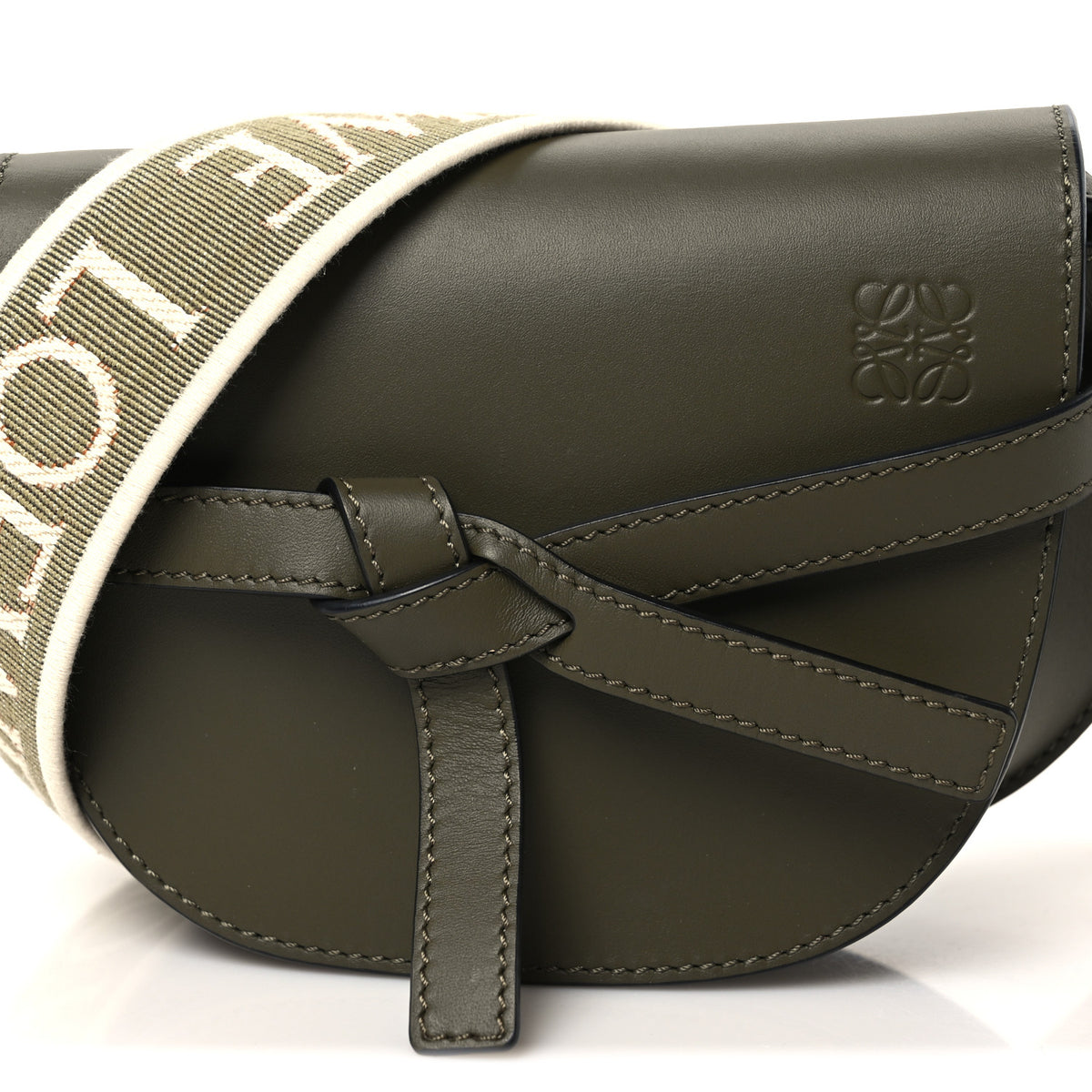 Calfskin Jacquard Mini Gate Dual Bag Autumn Green
