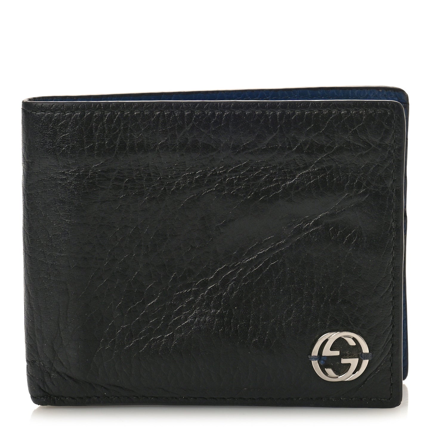 Dollar Calfskin Bi-Color Interlocking G Bi-Fold Wallet Black Caspian