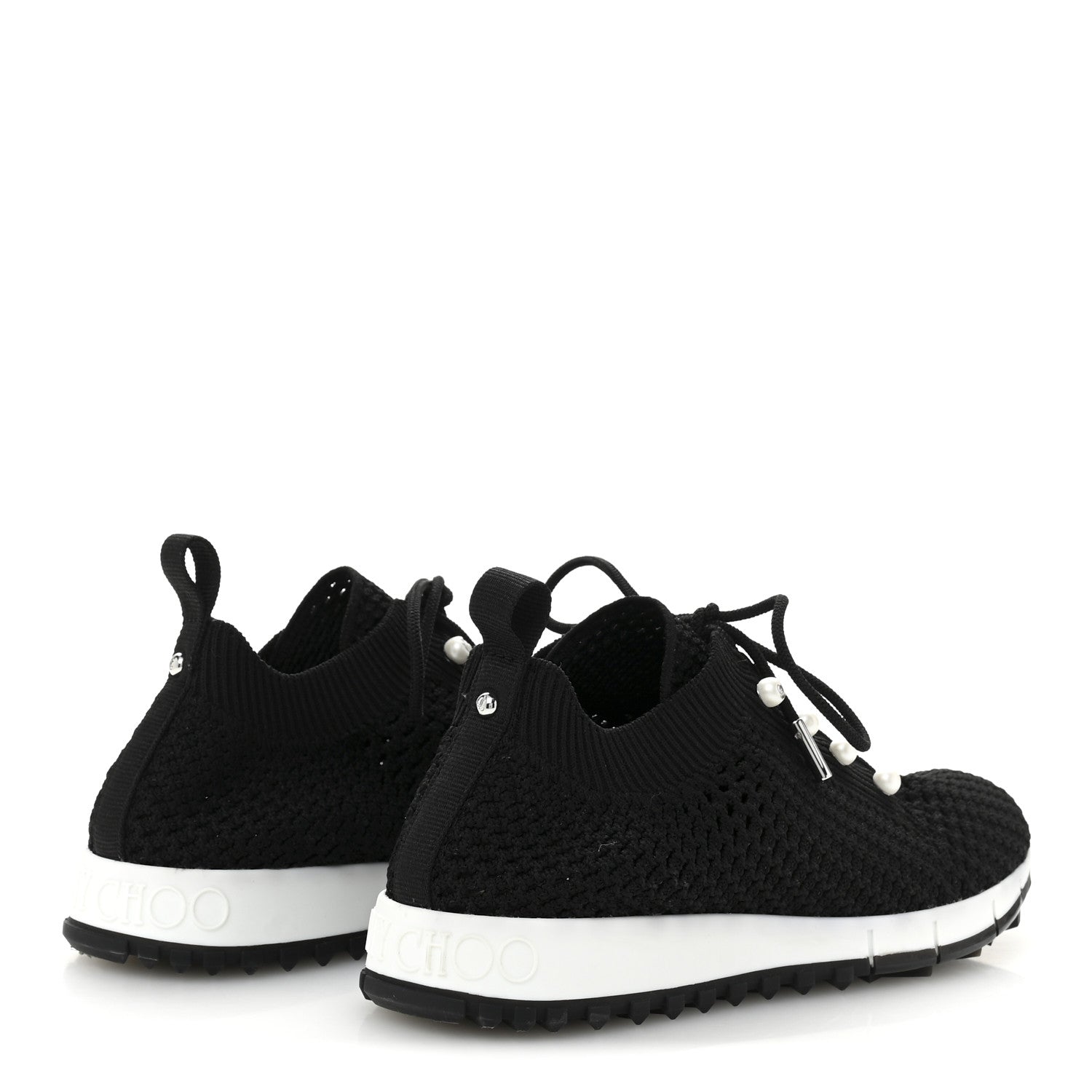 Jimmy Choo Veles Knit Pearly Lace Up Sneaker 36.5 Black 5 of 9