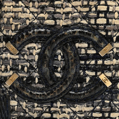 Chanel Tweed Snakeskin Quilted Small CC Filigree Vanity Case Navy Multicolor 8 of 10