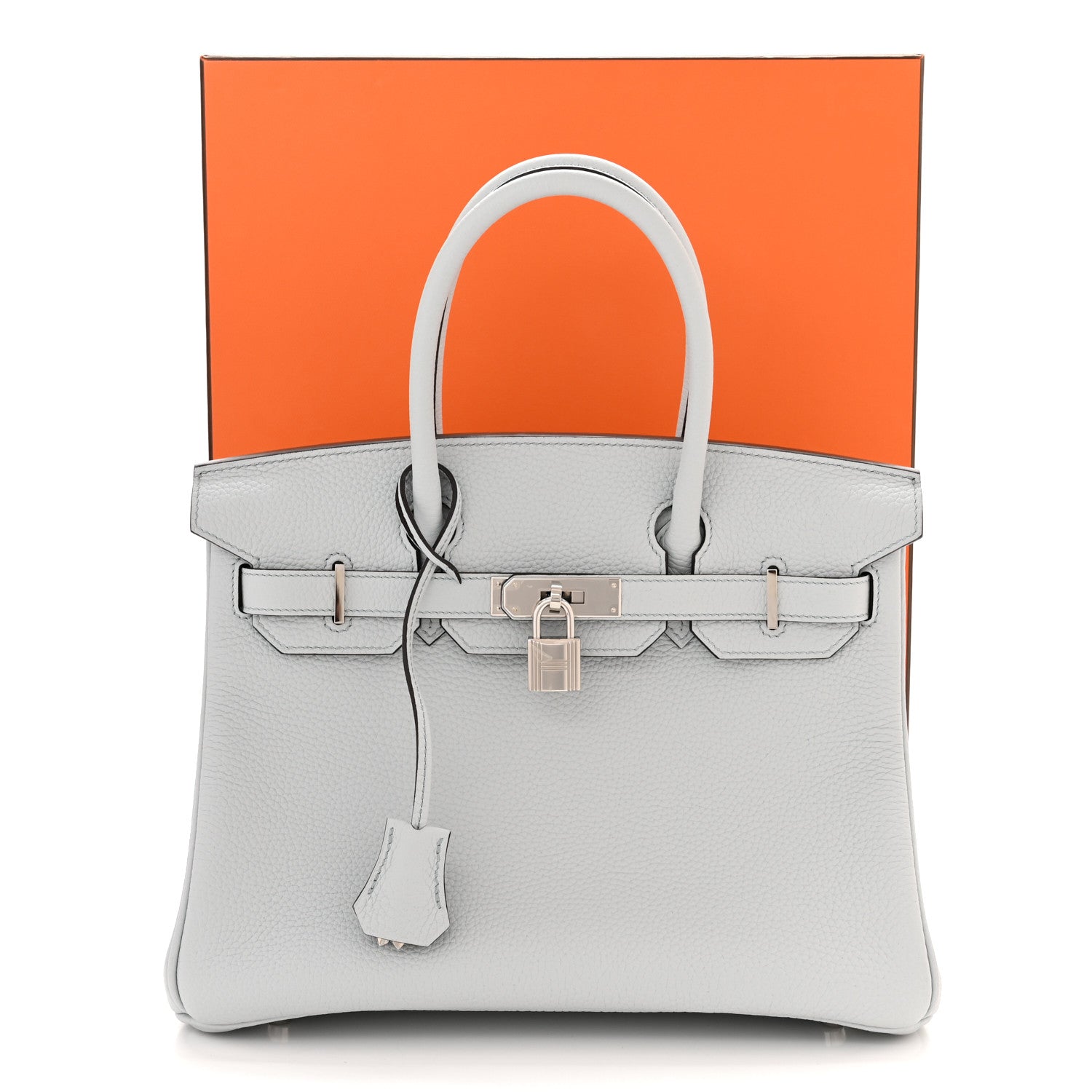 Hermes Taurillon Clemence Birkin 30 Bleu Pale 10 of 10