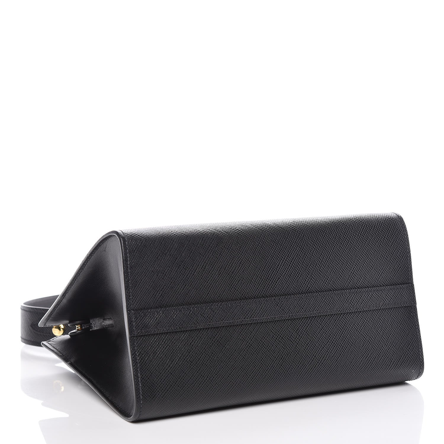 Prada Saffiano Cuir Calfskin Small Monochrome Top Handle Tote Black 4 of 9