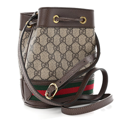 Gucci GG Supreme Monogram Web Mini Ophidia Bucket Bag Brown 3 of 10