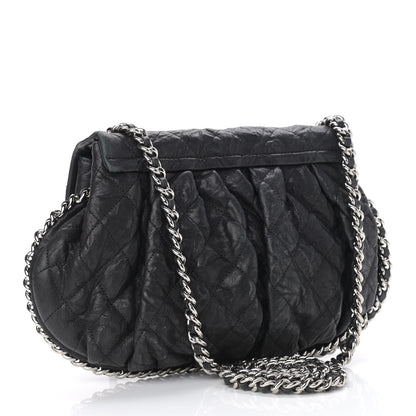 Chanel Washed Lambskin Quilted Chain Around Messenger Black 3 of 10