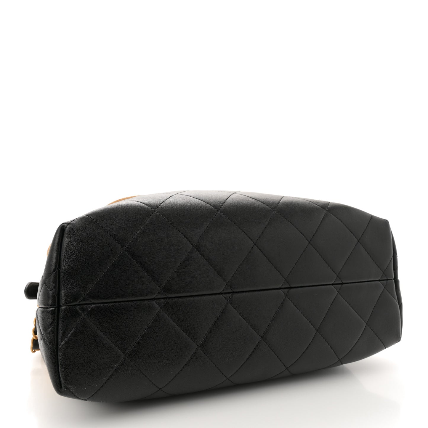 Suede Calfskin Shiny Lambskin Quilted Small Coco Base Shopping Bag Beige Black