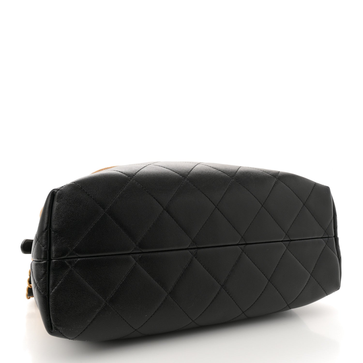 Chanel Suede Calfskin Shiny Lambskin Quilted Small Coco Base Shopping Bag Beige Black 4 of 10