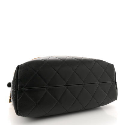 Chanel Suede Calfskin Shiny Lambskin Quilted Small Coco Base Shopping Bag Beige Black 4 of 10