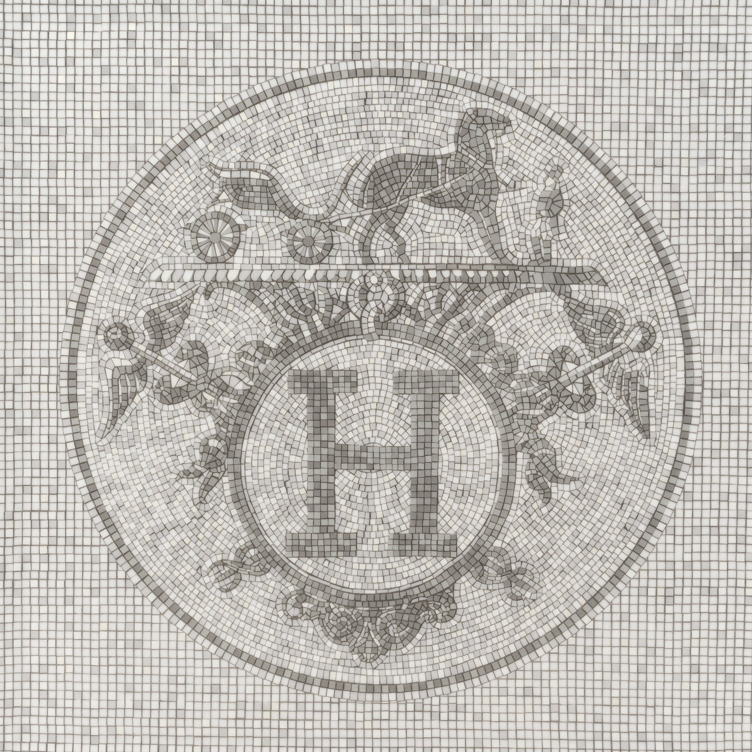 Hermes Porcelain Mosaique au 24 Platine Square Plate 5 of 9