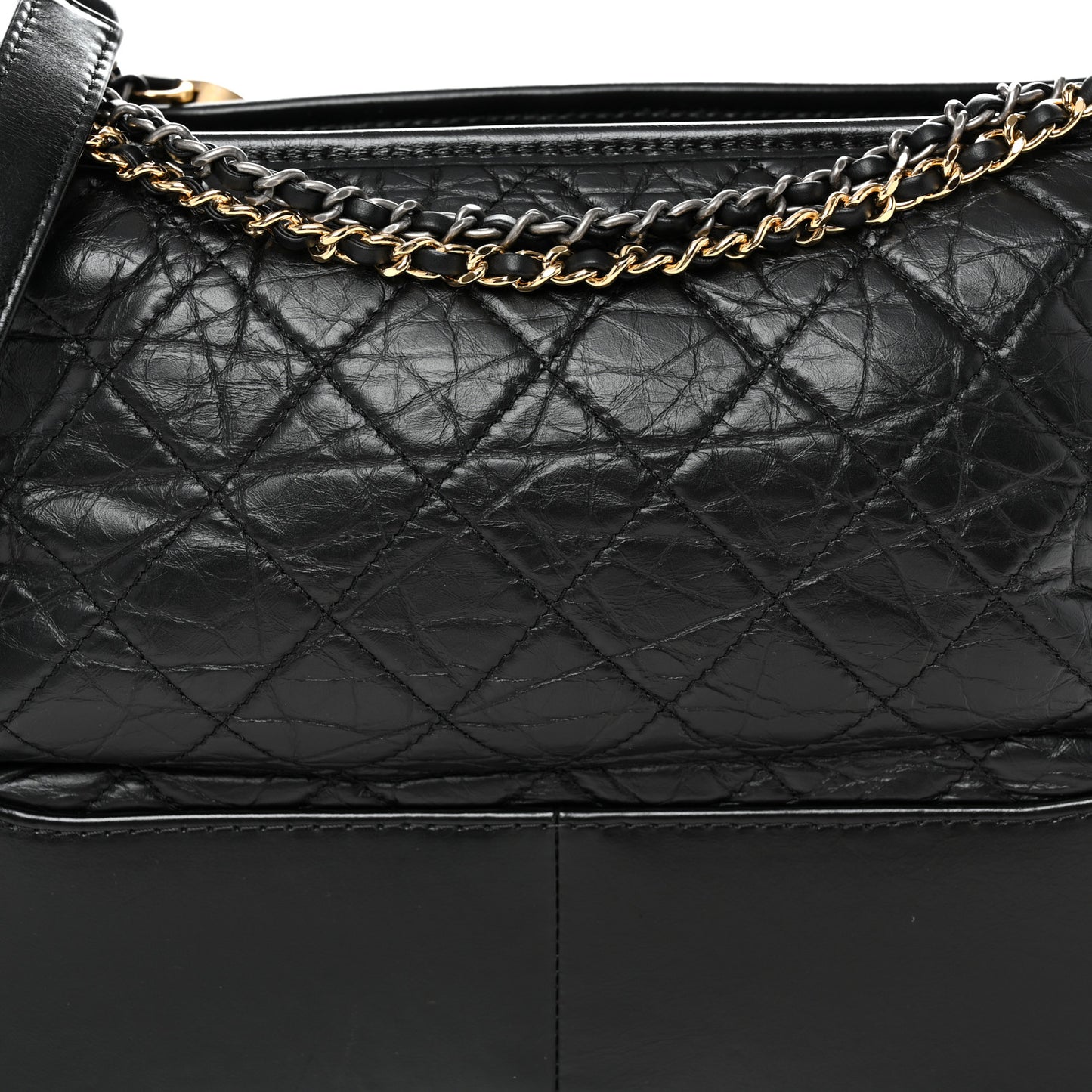 Aged Calfskin Quilted Medium Gabrielle Hobo Black
