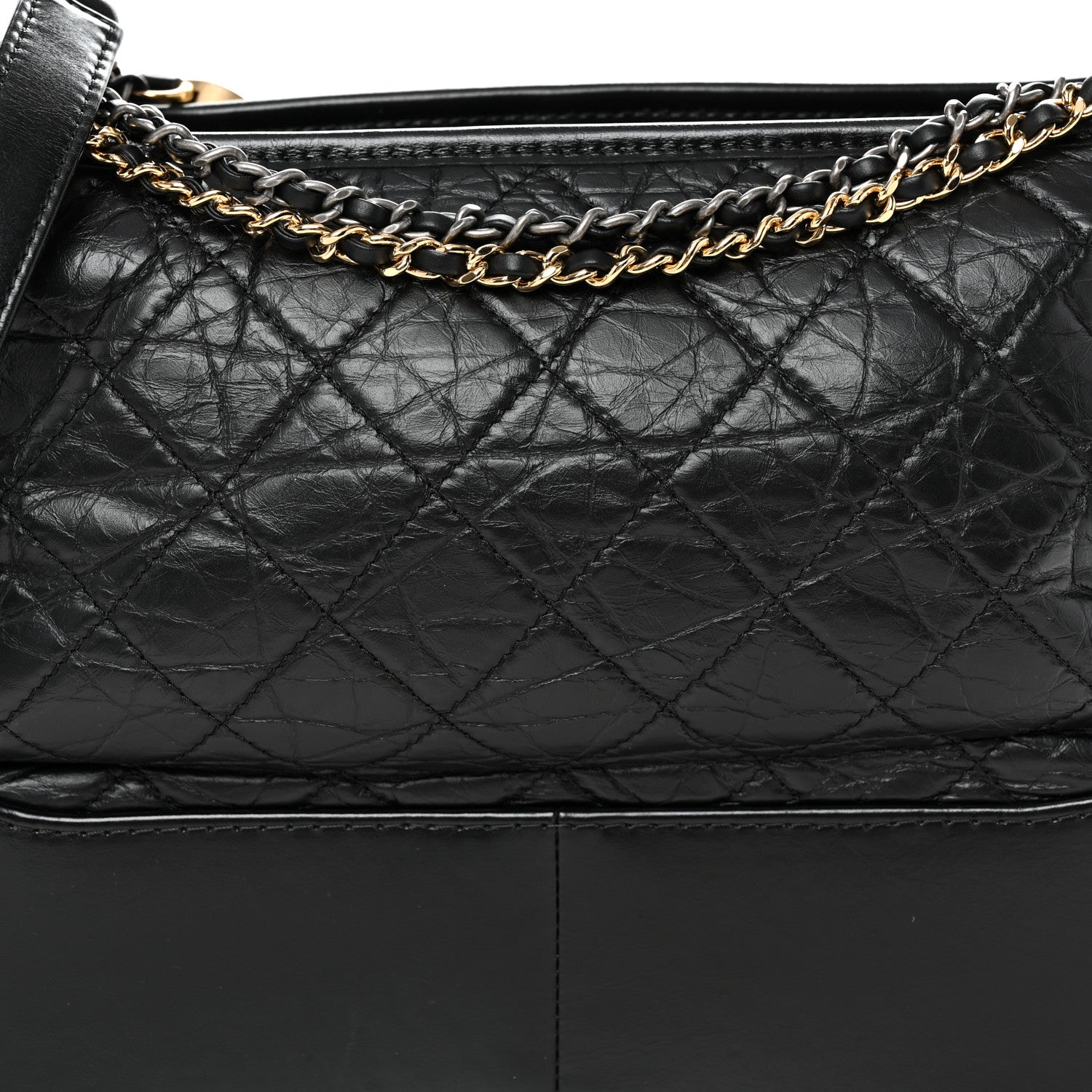 Chanel Aged Calfskin Quilted Medium Gabrielle Hobo Black 7 of 9