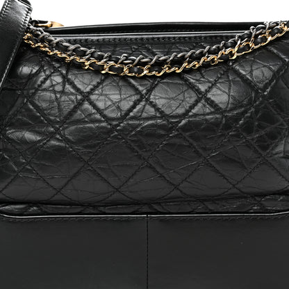Chanel Aged Calfskin Quilted Medium Gabrielle Hobo Black 7 of 9