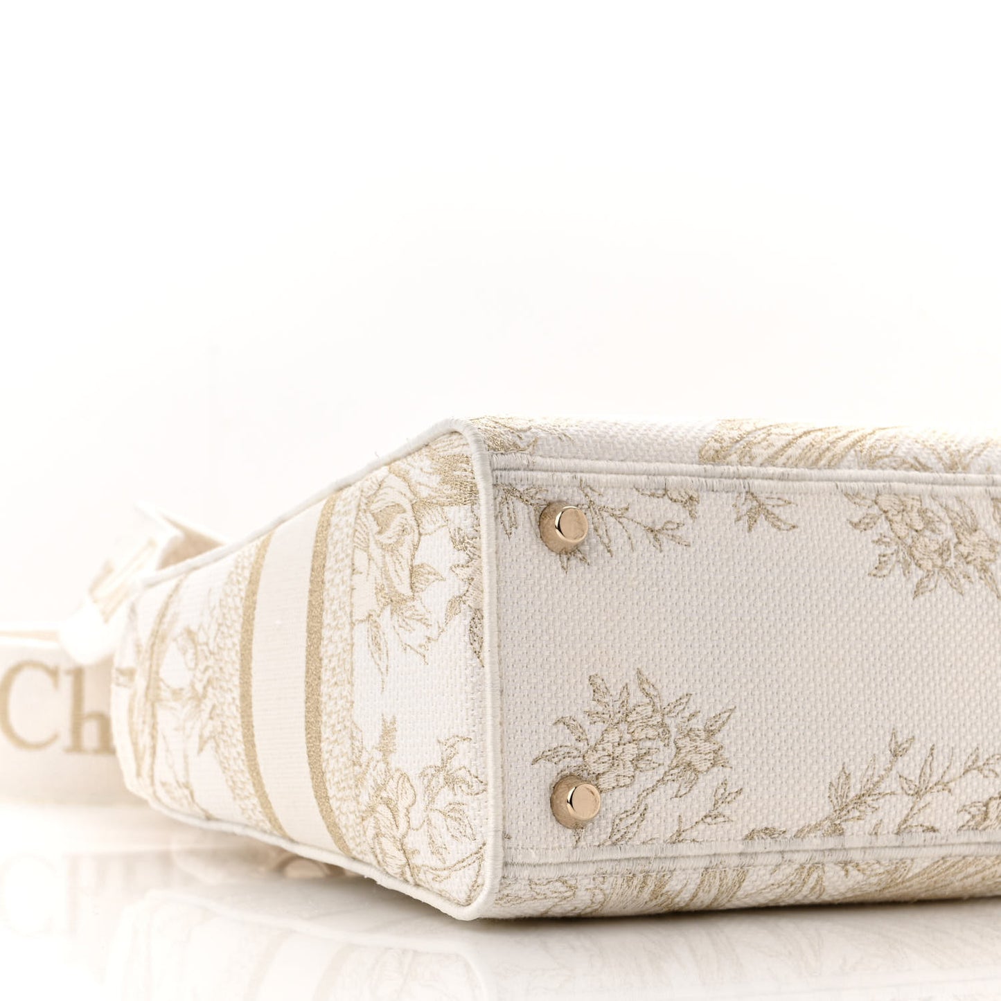 Canvas Embroidered Jardin D'Hiver Medium Lady D-Lite White Gold