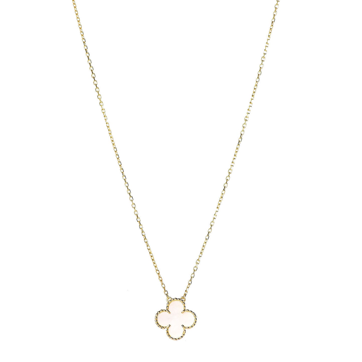 18K Yellow Gold Mother of Pearl Vintage Alhambra Pendant Necklace