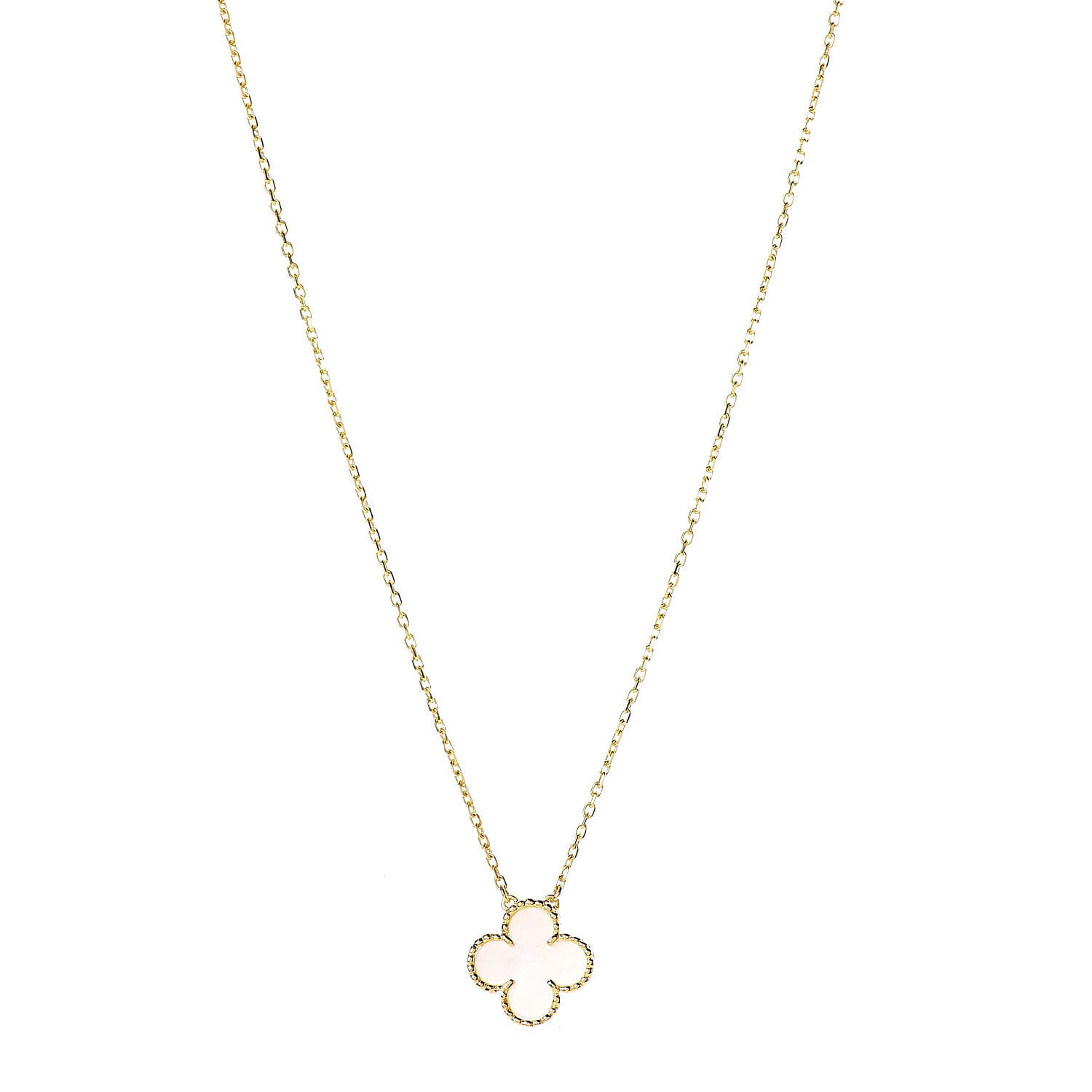 Van Cleef & Arpels 18K Yellow Gold Mother of Pearl Vintage Alhambra Pendant Necklace 1 of 5