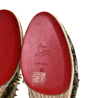 Christian Louboutin Canvas Loubi Jungle Print Ares Spikes Flat Espadrille 37 Black 9 of 9