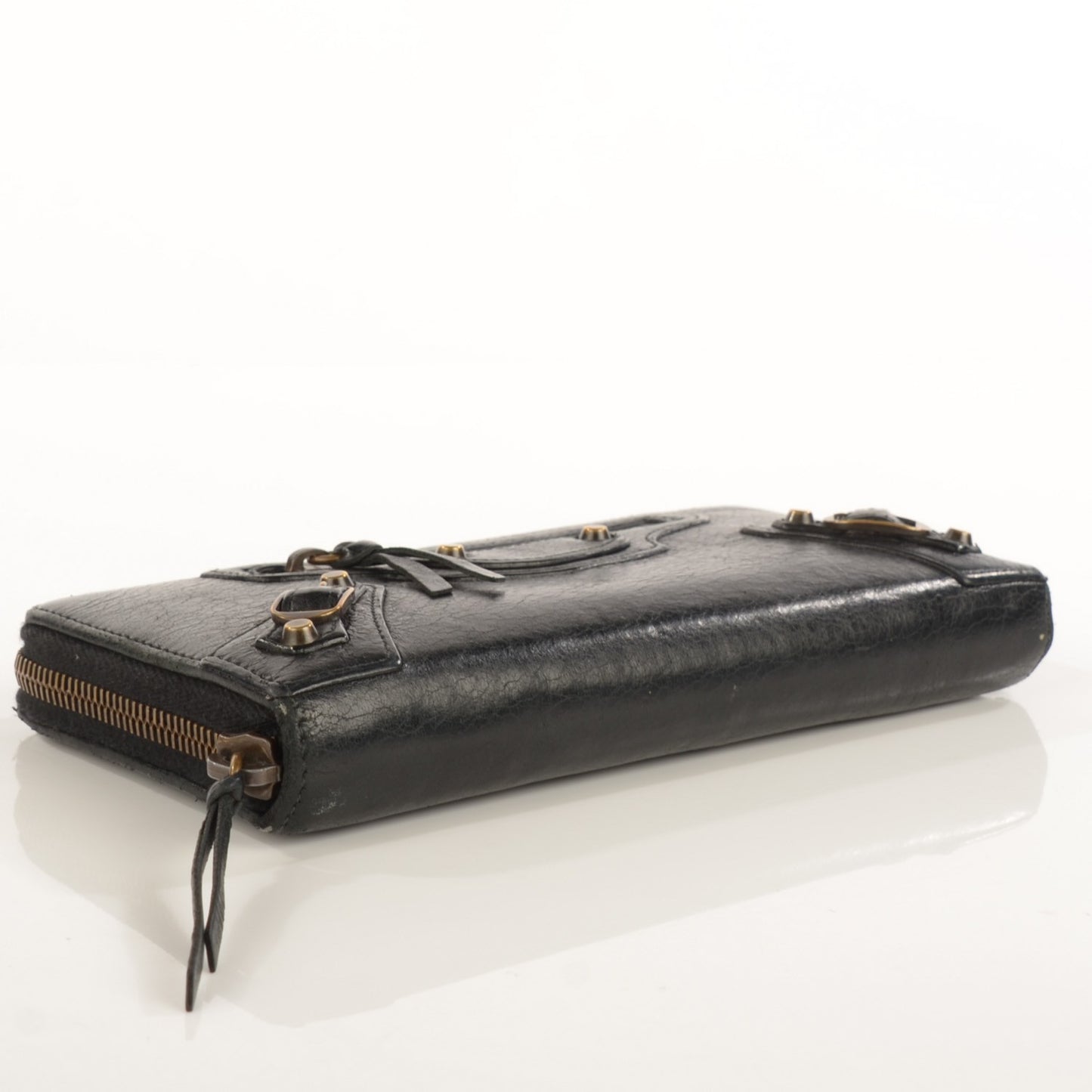 Chevre Classic Hardware Continental Zip Around Wallet Black