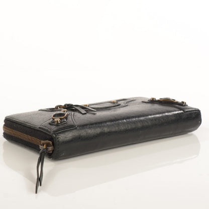 Balenciaga Chevre Classic Hardware Continental Zip Around Wallet Black 4 of 14