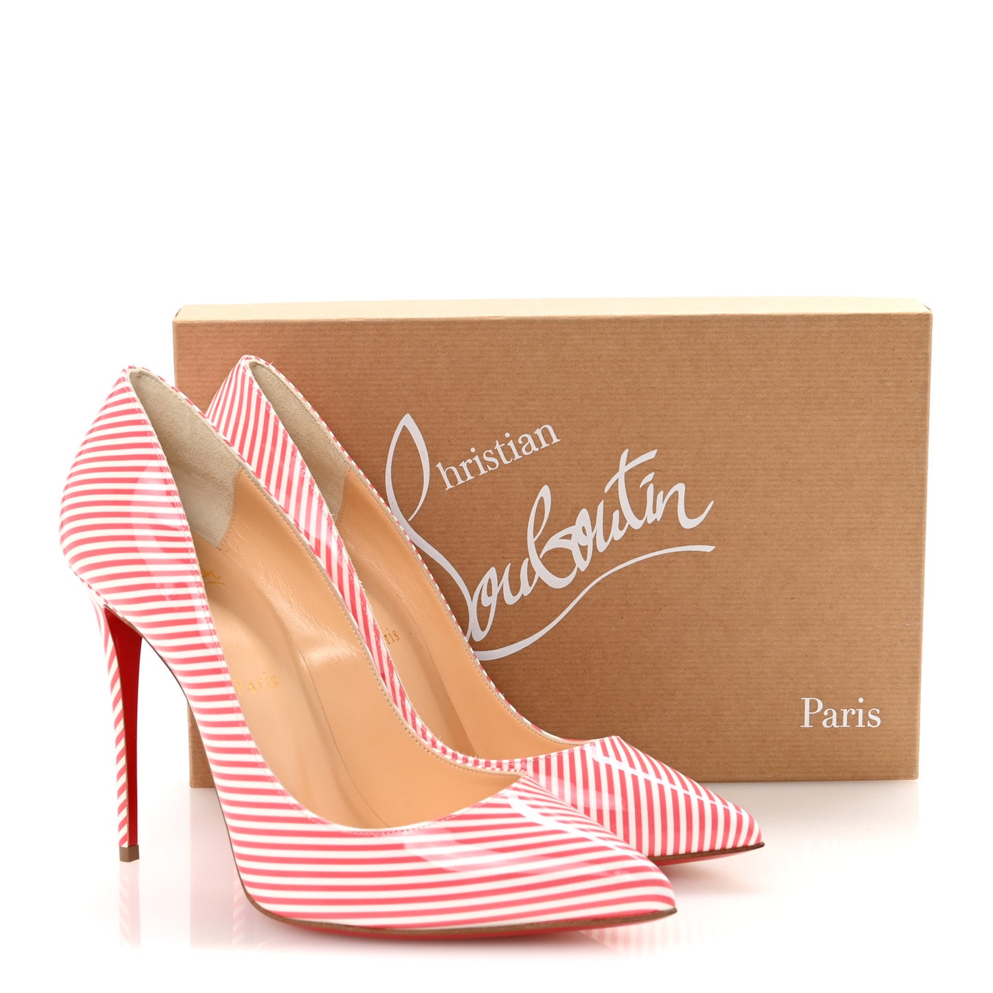 Patent Pigalle Follies Stripes 100 Pumps 39 Smoothie White