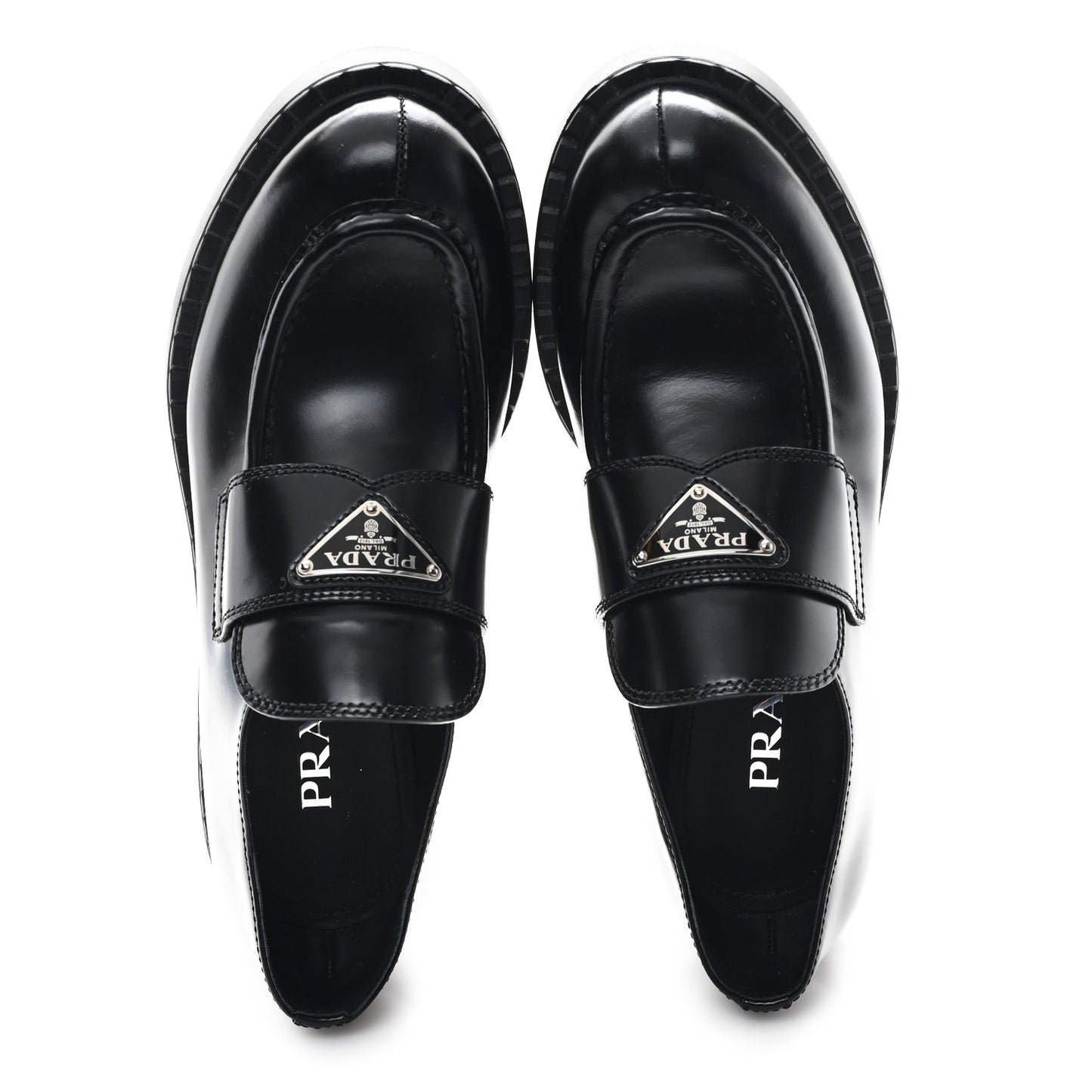 Spazzolato Metal Triangle Logo 50mm Loafers 38 Black