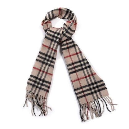 Burberry Cashmere House Check Fringe Scarf Beige 1 of 4