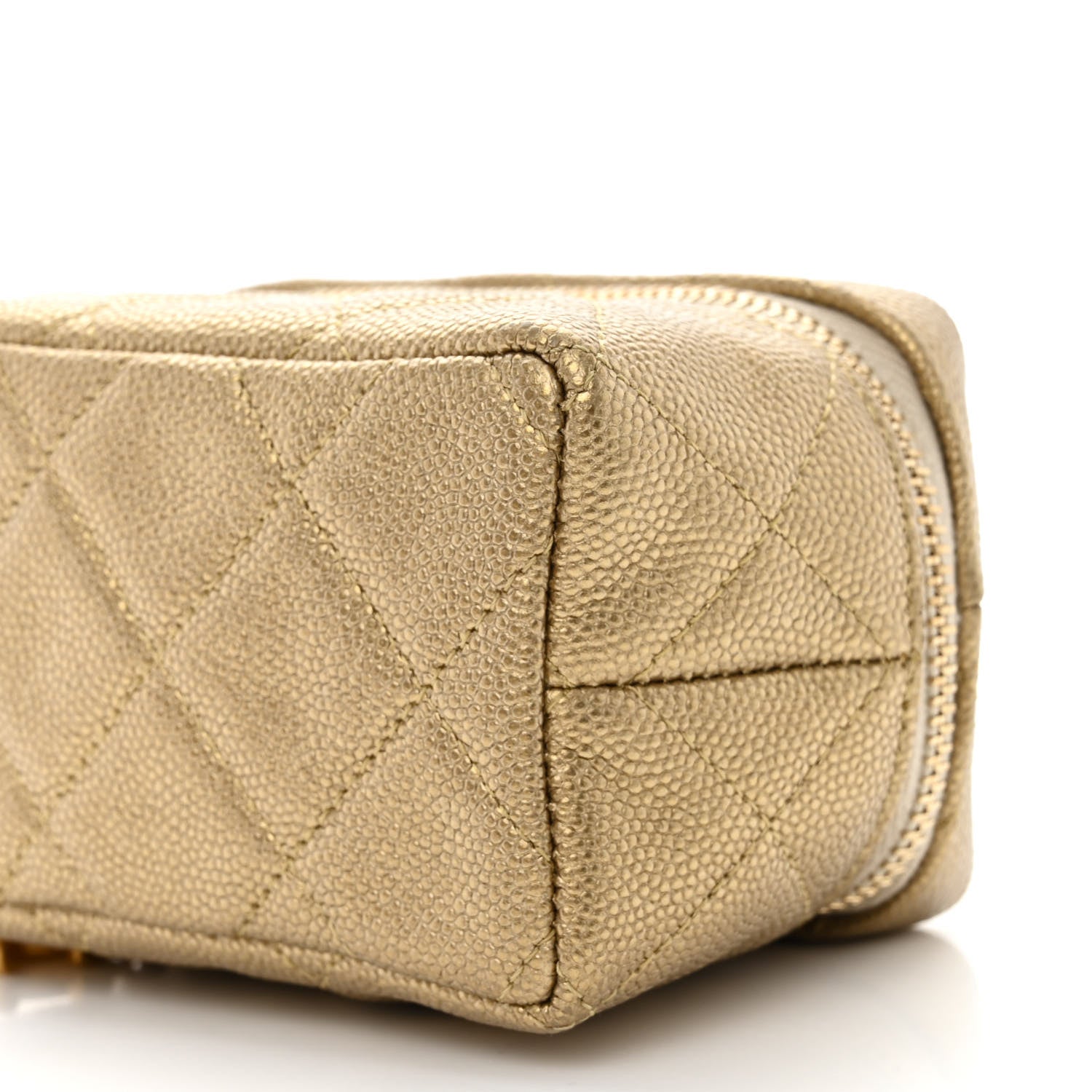 Chanel Metallic Caviar Quilted Mini Top Handle Vanity With Chain Gold 10 of 11