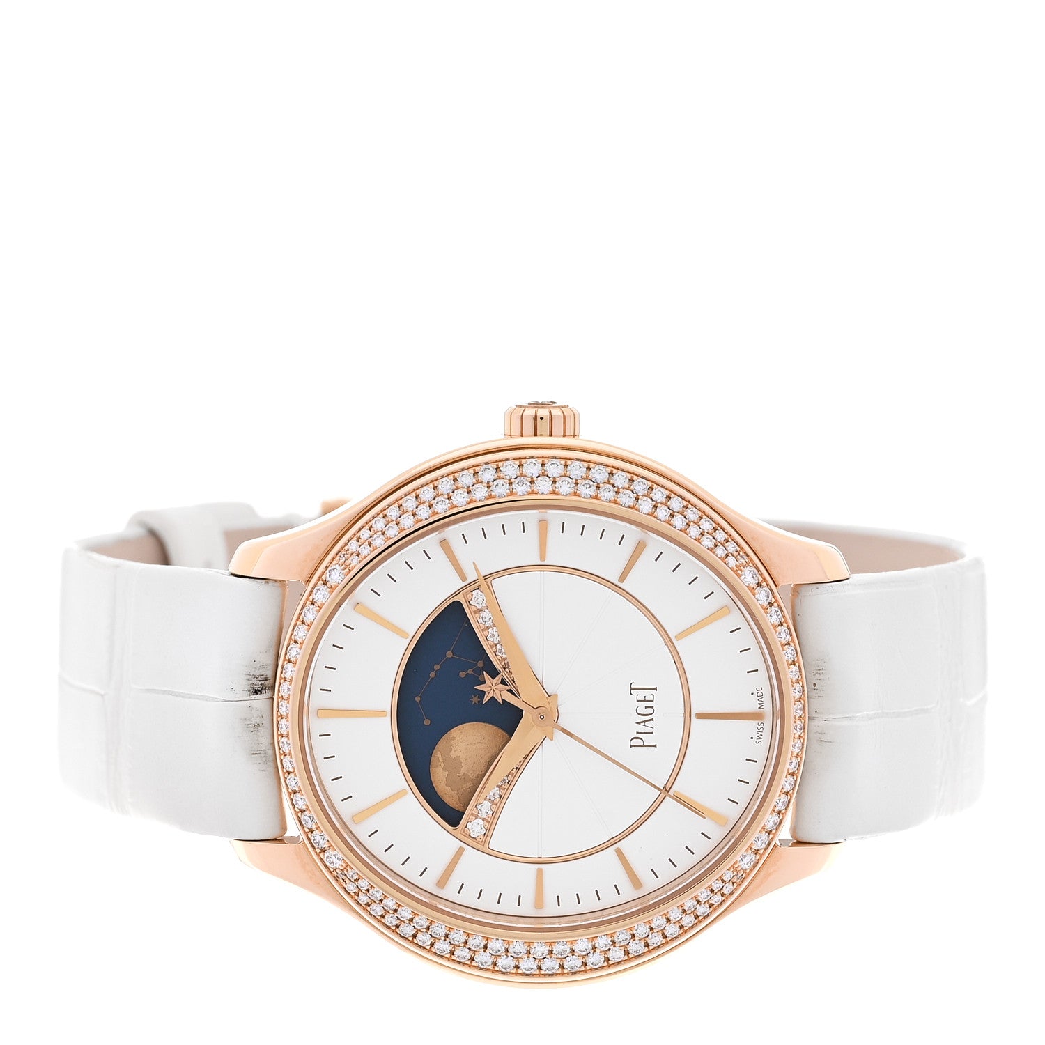 Piaget 18K Rose Gold Alligator Diamond Bezel 36mm Limelight Stella Automatic Watch Silver 2 of 6