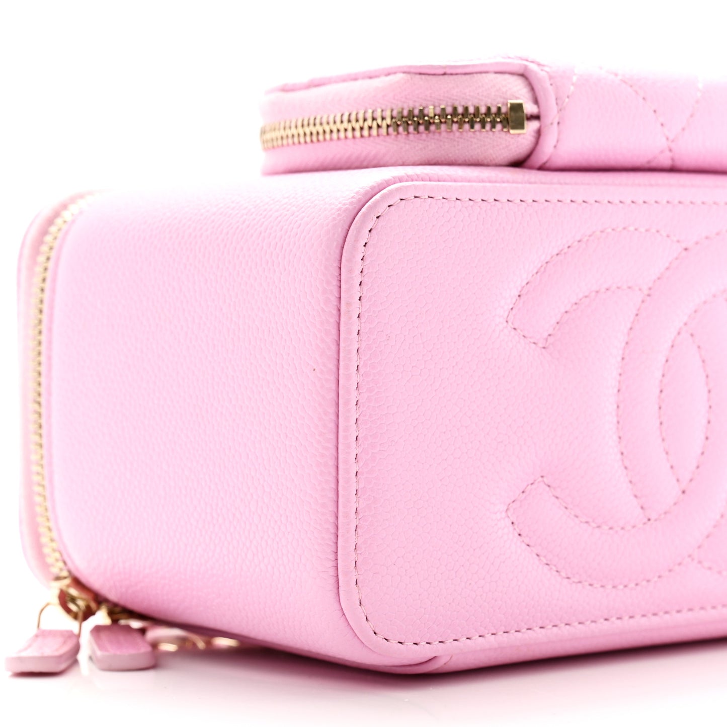 Caviar Quilted Top Handle Pocket Vanity Case Lilac