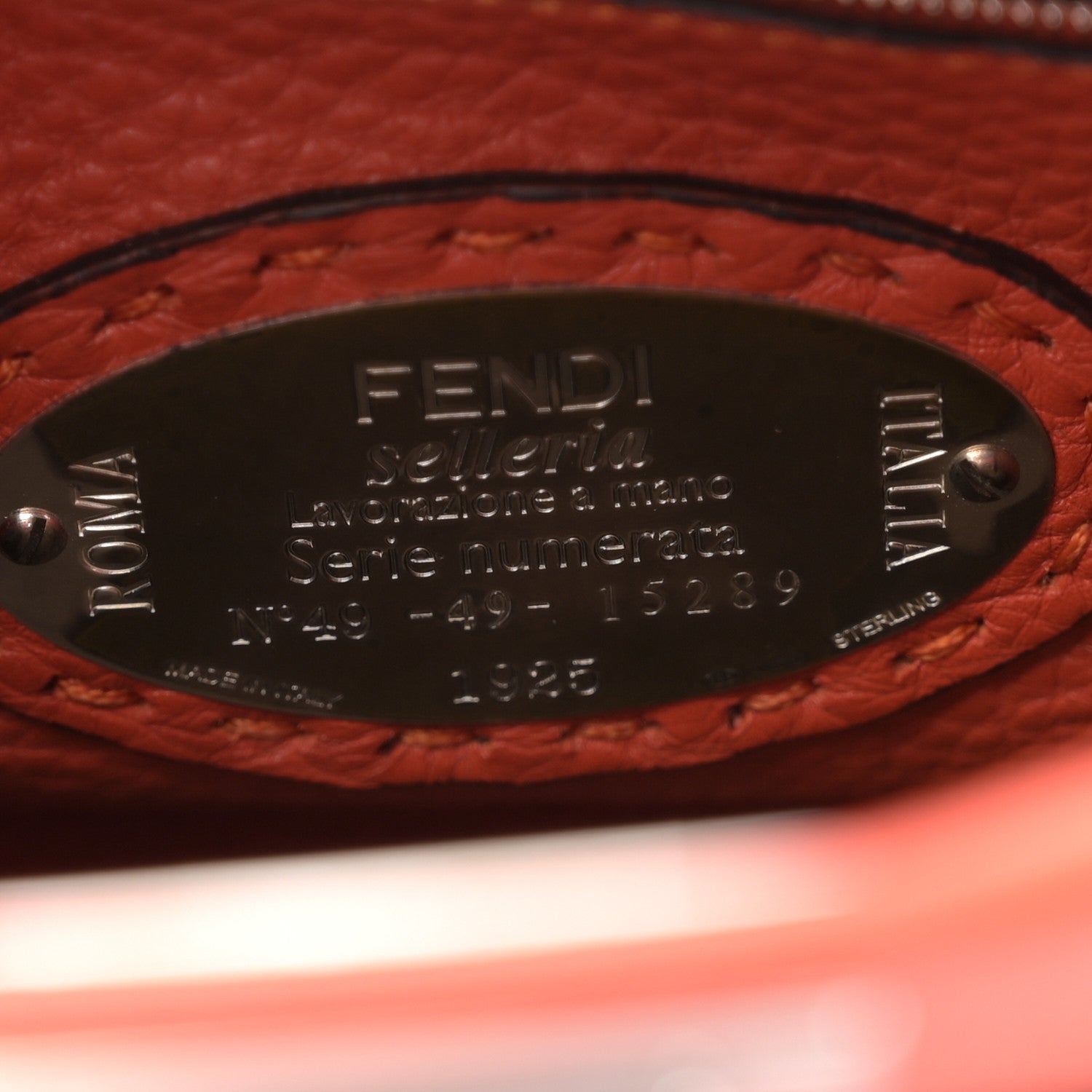 Fendi Cuoio Romano Selleria Mini Peekaboo Iconic Satchel Dark Orange 6 of 12